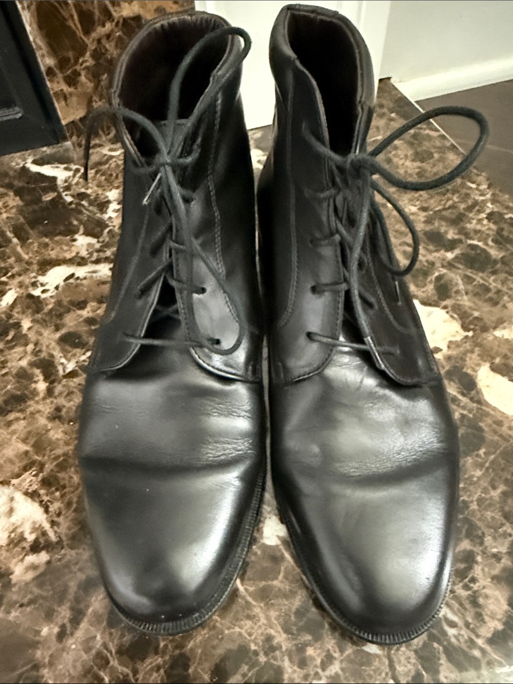 VERO CUOIO Made in Italy Black Leather Lace Up Dress Ankle Boots Size 8.5